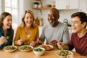 a family having lunch